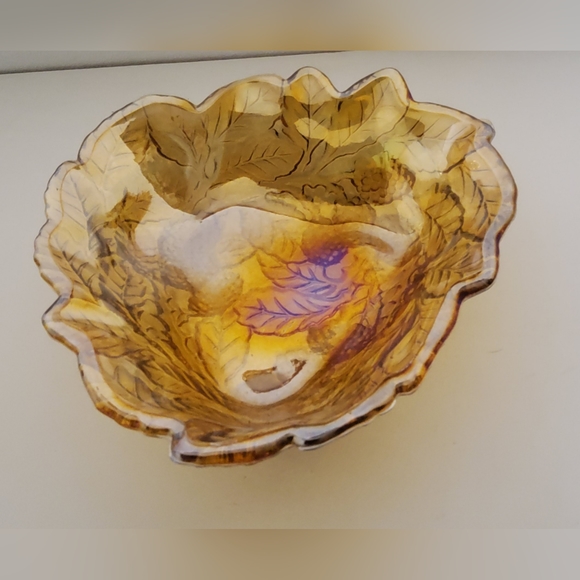 Vintage Indiana Carnival Iridescent Orange Amber Glass Bowl - Picture 2 of 8